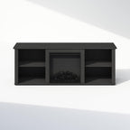 Jensen Fireplace TV Stand, NO Heat Decorative Electric Fireplace TV Stand for TV up to 60 Inch, with Open Storage, for Living Room, Americano