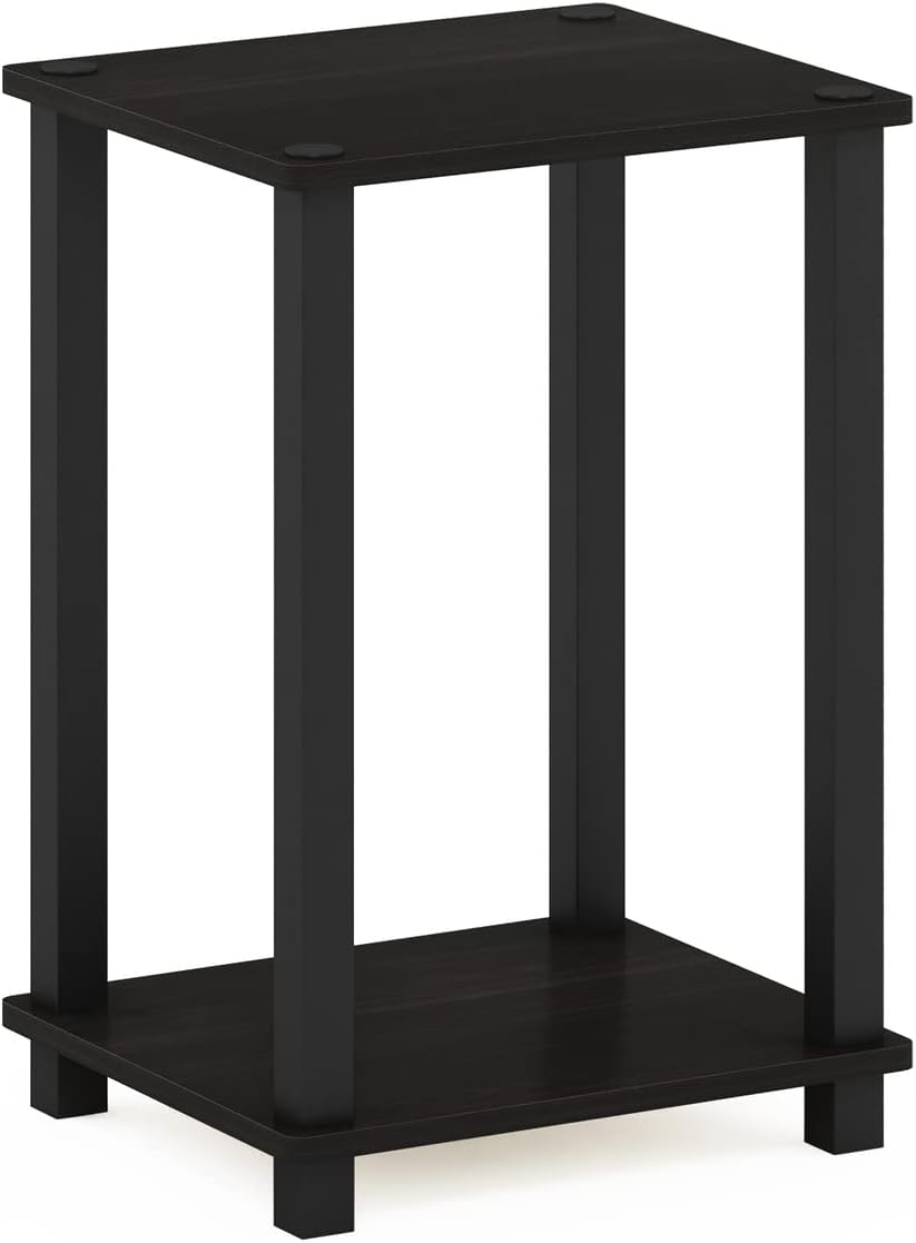 Simplistic Toolless Small 2-Tier Night Stand, Black Espresso