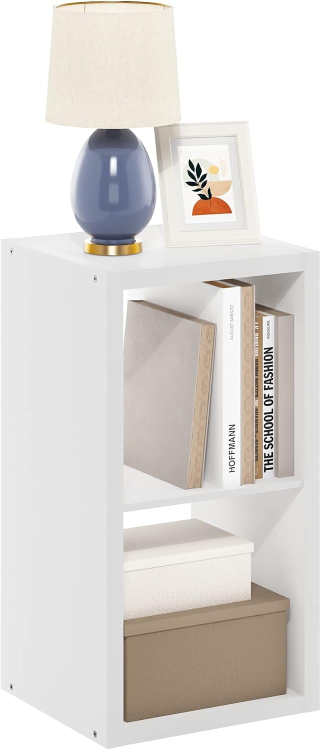 Cubicle Open Back Decorative Cube Storage Organizer, 2, White