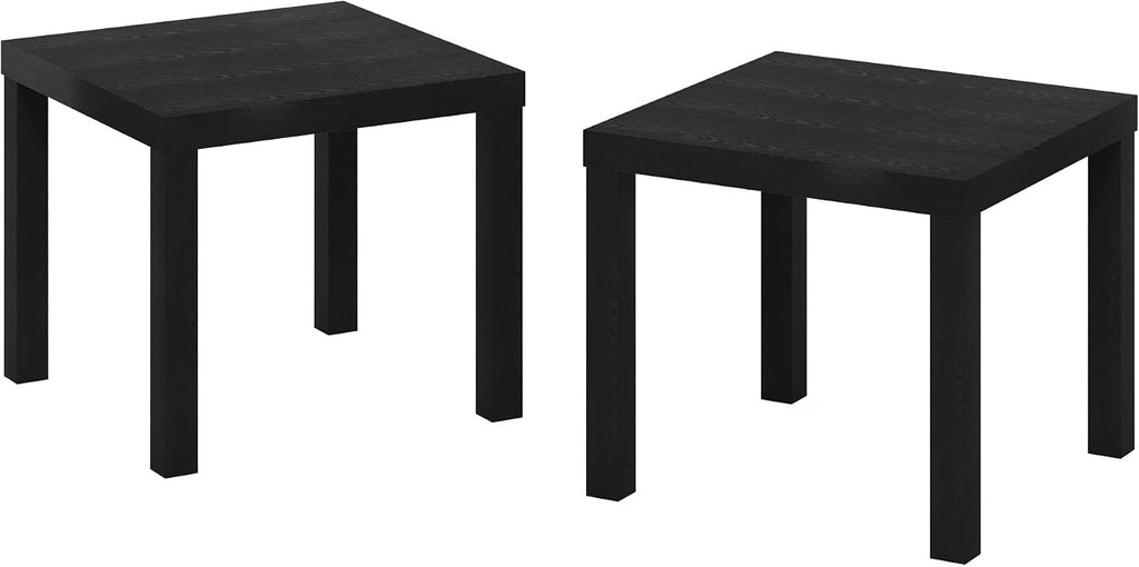Classic Homey Square Parsons Side End Table, Set of 2, Black