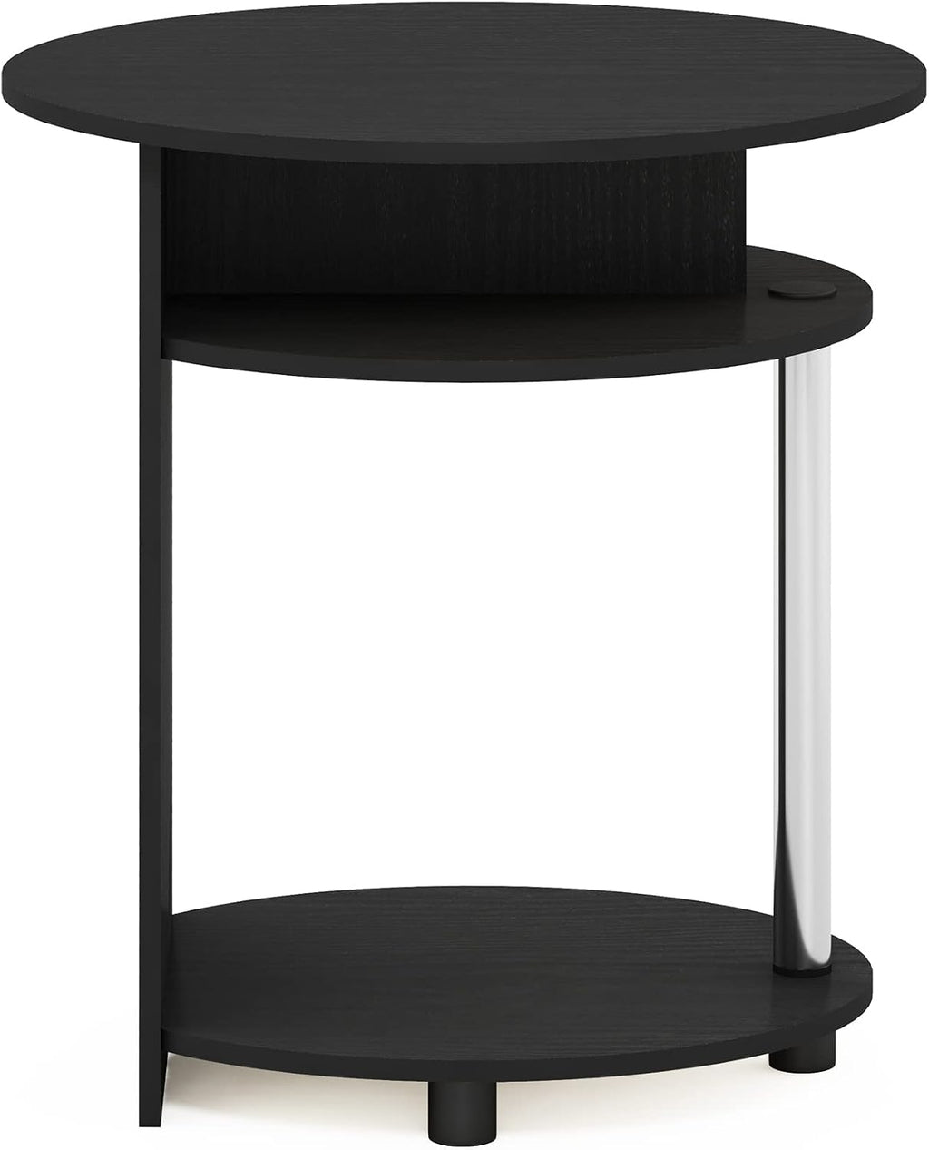 JAYA Simple Design Oval End Table with Bin, Americano/Chrome