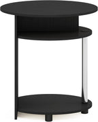 JAYA Simple Design Oval End Table with Bin, Americano/Chrome