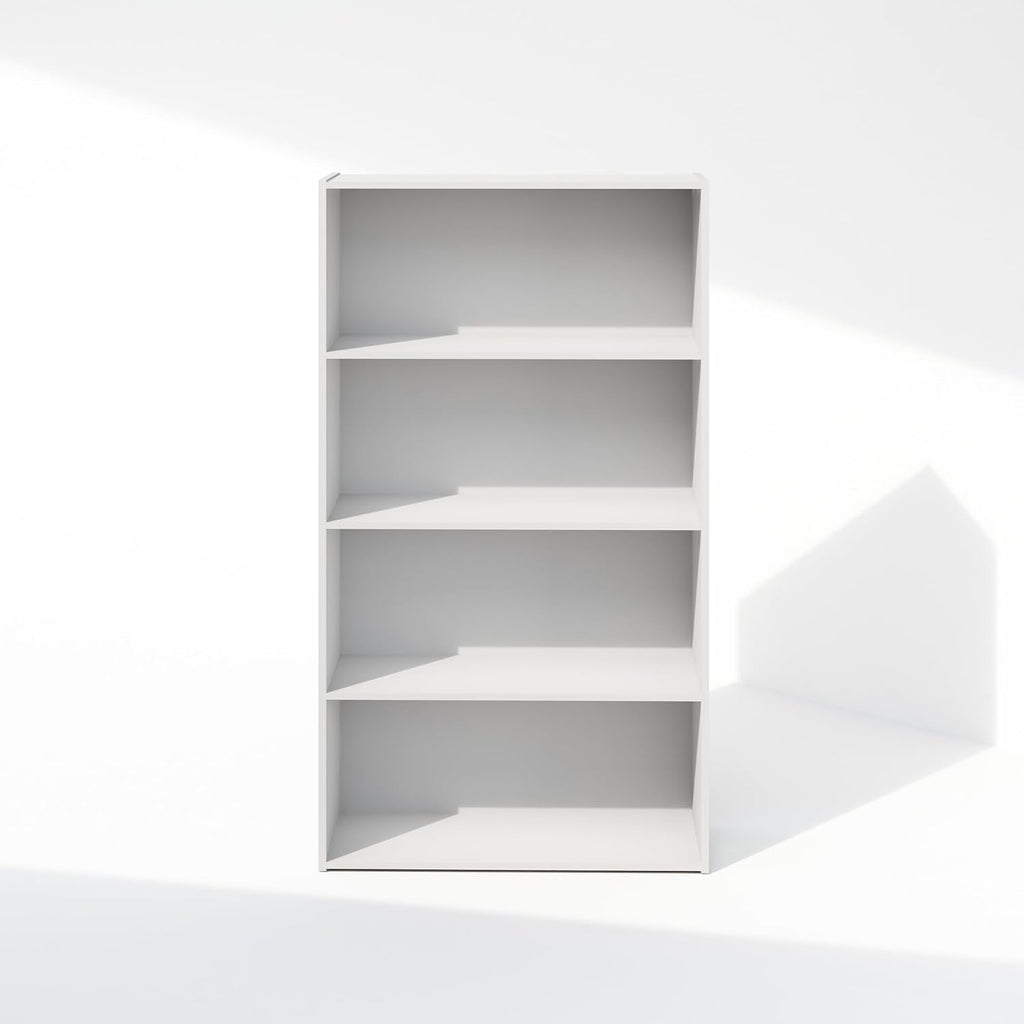 Simple Book Shelf, 4-Tier Bookshelf, Bookcase with Open Shelf, 9.4 x 23.6 x 41.7, for Living Room, Bedroom, Home Office, White
