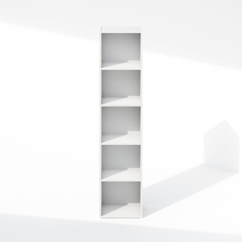 Reed Closet Organizers and Storage, 5-Tier Closet Organizer, Open Shelf Closet Storage, for Wardrobe, Bedroom, Living Room, White