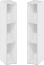 Fulda Book Shelf Set of 2, 3-Tier Narrow Bookshelf, 6" W, White