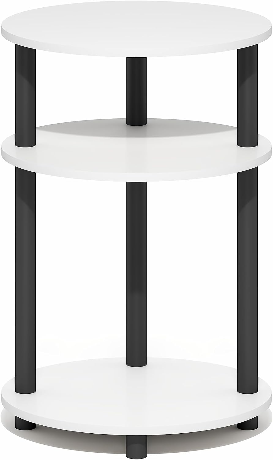 Turn-N-Tube Toolless 3-Tier Oval Side Table, White