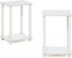 Simplistic Side Tables Set of 2, 2-Tier Small End Tables with Open Shelf, Easy Assembly Toolless Night Stands, Nightstand, for Living Room, Bedroom, White