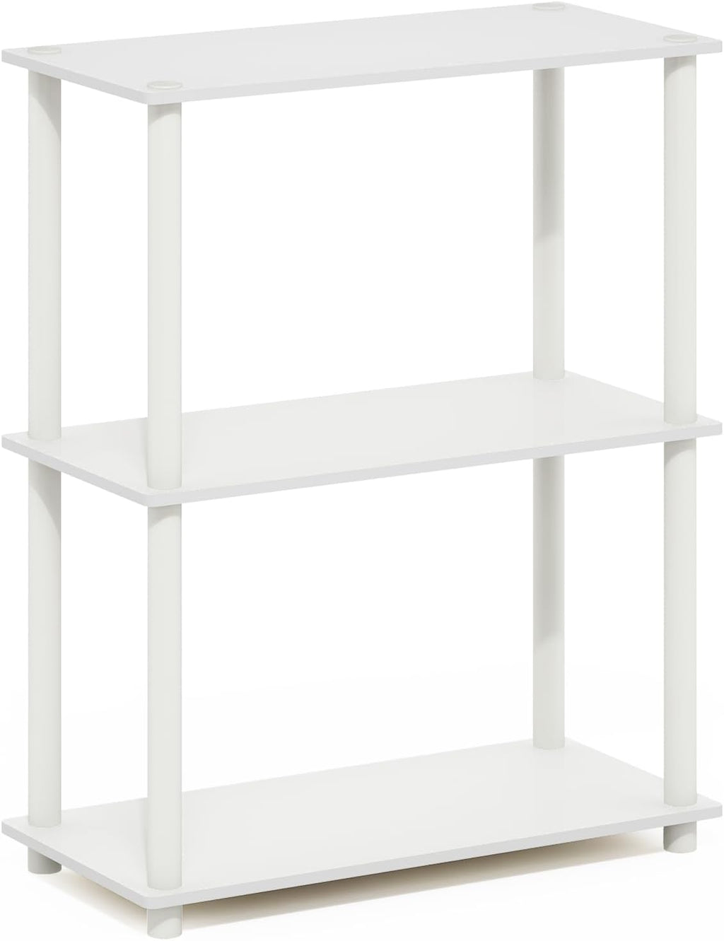 Turn-N-Tube Storage Shelves, 3-Tier Book Shelf, Corner Shelf, Toolless Open Shelves, for Organization and Storage, Living Room, Garage, Home Office, White