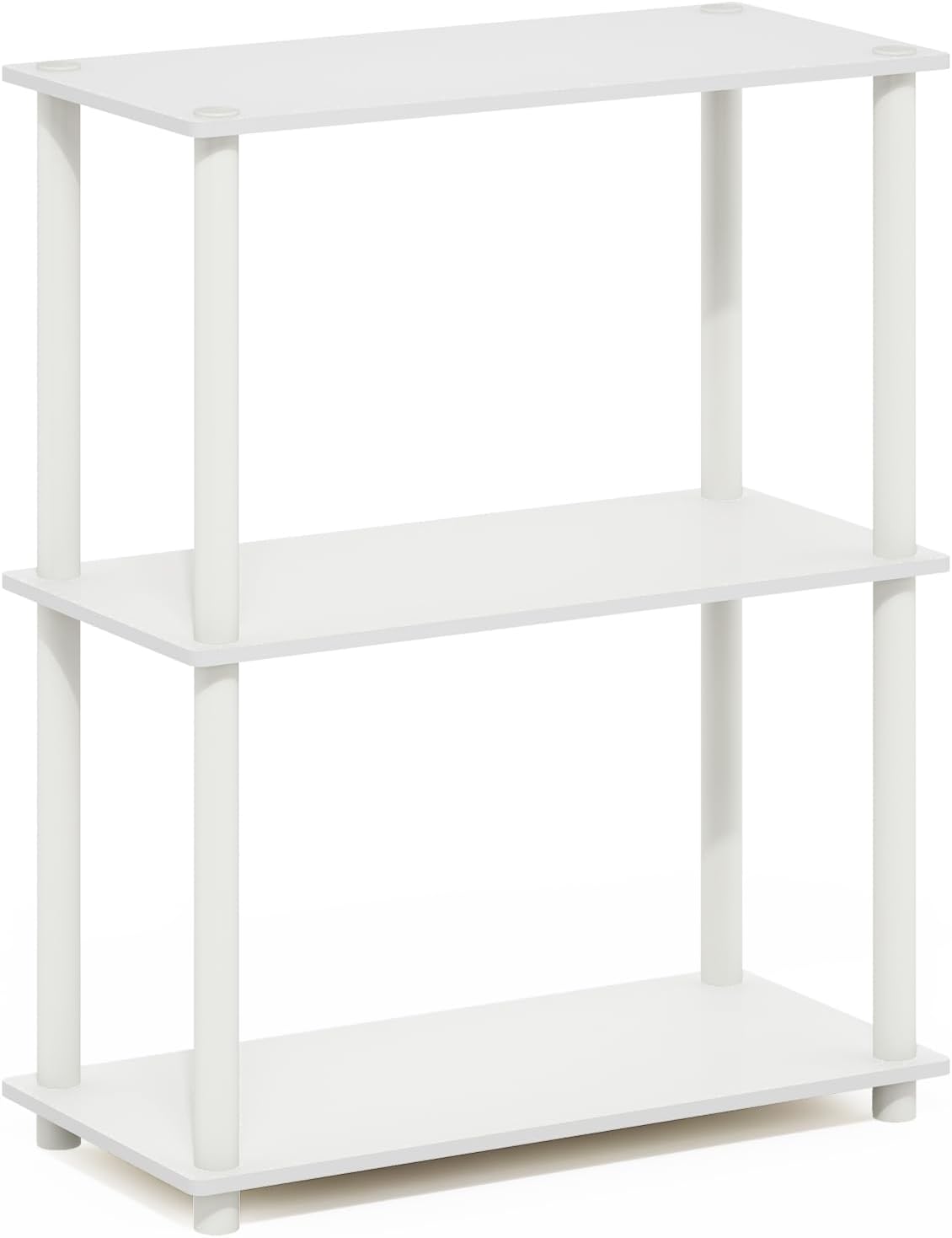 Turn-N-Tube Storage Shelves, 3-Tier Book Shelf, Corner Shelf, Toolless Open Shelves, for Organization and Storage, Living Room, Garage, Home Office, White