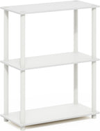 Turn-N-Tube Storage Shelves, 3-Tier Book Shelf, Corner Shelf, Toolless Open Shelves, for Organization and Storage, Living Room, Garage, Home Office, White