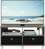 Andrey Entertainment Center with Bin Drawers, French Oak Grey/Black