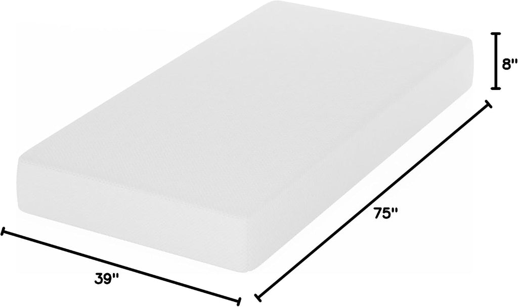Tidur Cooling Gel Memory Foam Mattress, 8 Inch, Twin, White