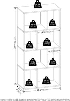DALY Book Shelf, 8-Cube Bookshelf, Cube Storage Organizer Bookcase with Irregular Compartments, 11.7 x 23.6 x 49, for Living Room, Bedroom, Home Office, Espresso