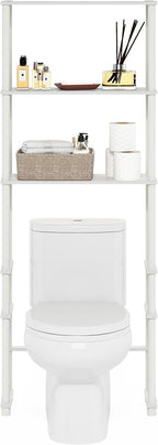 Turn-N-Tube Over The Toilet Storage, 3-Shelf Over The Toilet Organizer, Freestanding Space Saver Bathroom Shelf, for Bathroom Organizers and Storage, White