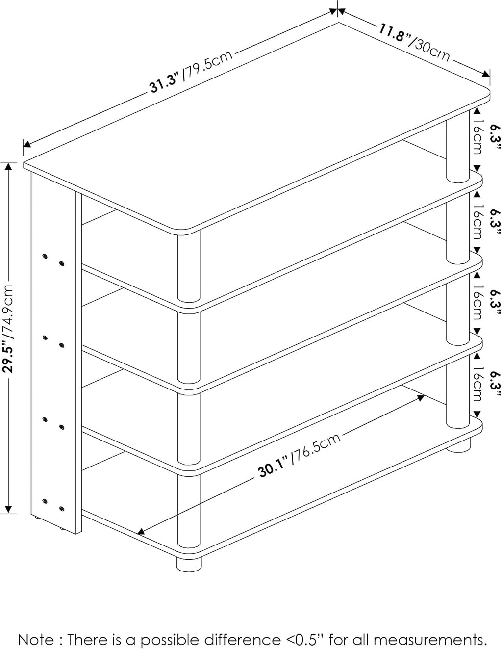 Turn-N-Tube 5 Tier Wide Shoe Rack, Espresso/Black 32 Inch