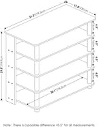 Turn-N-Tube 5 Tier Wide Shoe Rack, French Oak Grey/Black , 32 Inch