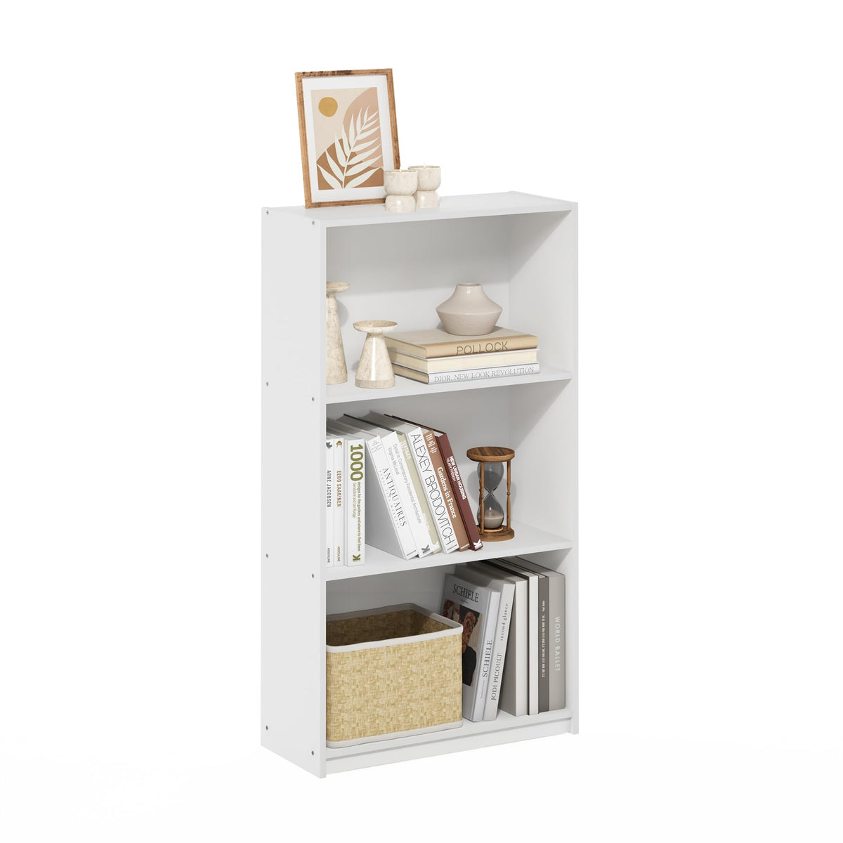 Basic 3-Tier Book Shelf with Open Shelves, Dark Walnut