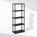 Turn-N-Tube Book Shelf, 5-Tier Bookshelf, Bookcase with Multipurpose Compact Display Rack, 11.6 x 23.6 x 57.4, for Living Room, Bedroom, Home Office, Americano/Black