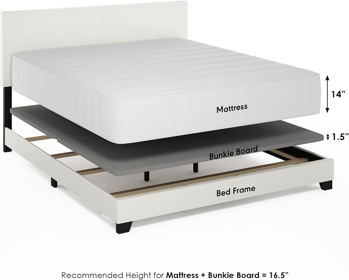 PESSAC PU Leather Upholstery Bed Frame, Cal King Size, White