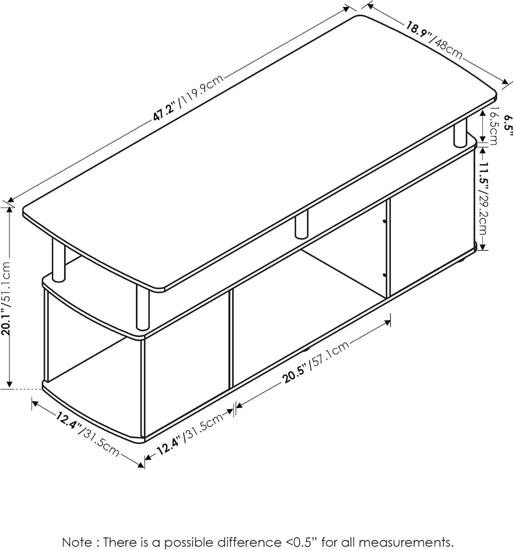 JAYA TV Stand for TVs up to 50 Inch with Open Storage, Blackwood