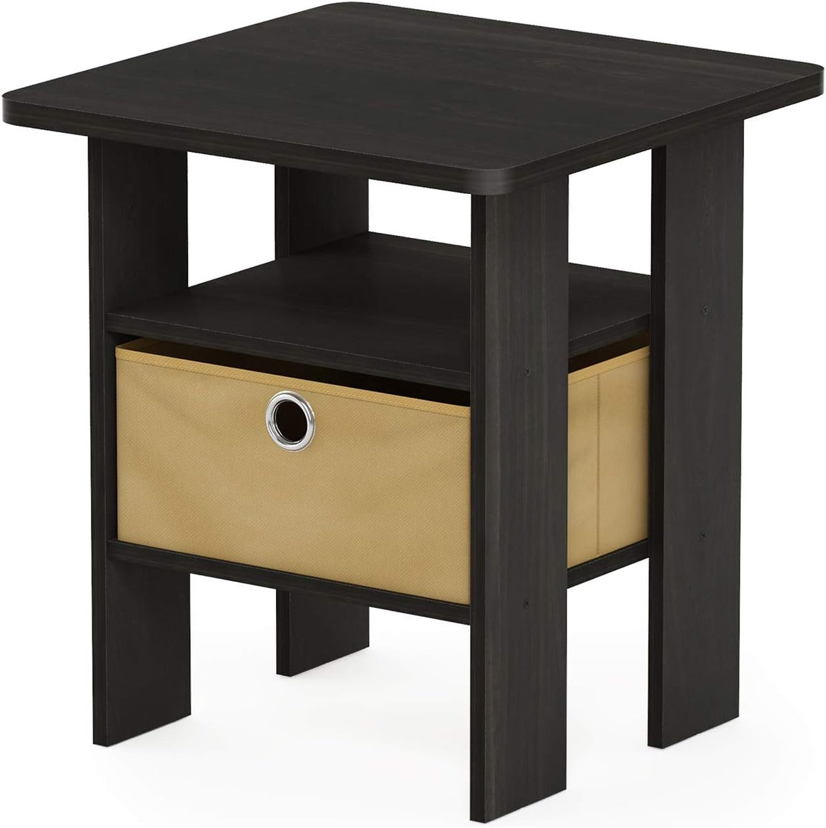 ANDREY Square Side Table, End Table, Night Stand, Dark Espresso