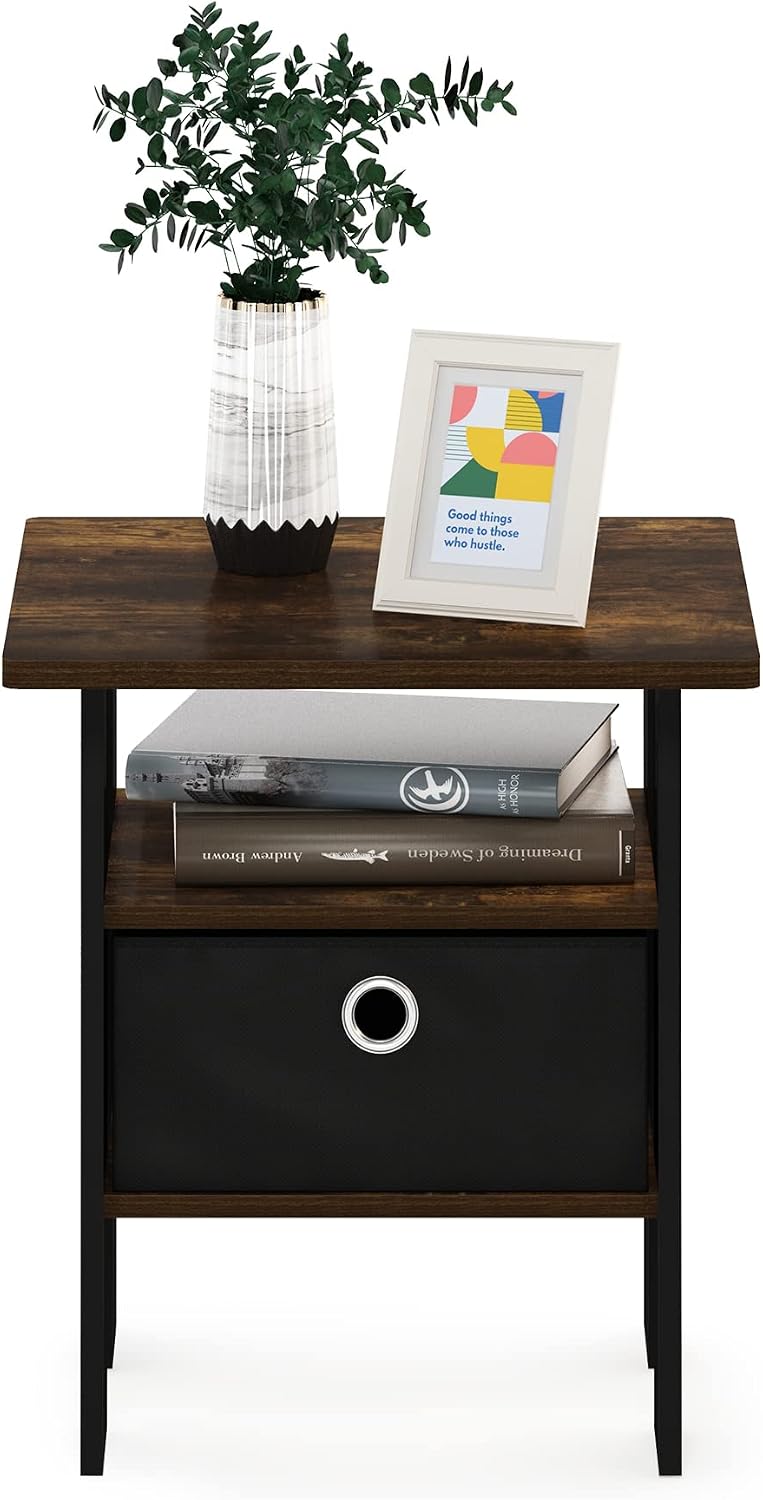ANDREY Square Side Table, End Table, Night Stand, Amber Pine