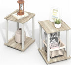 Simplistic Side Table Set of 2, End Table, Night Stand, Nightstand, Bedside Table, for Living Room, Bedroom, Light Oak