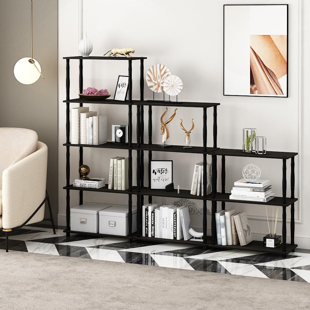 Turn-N-Tube 4-Tier Multipurpose Shelf Display Rack, Classic Tubes, Espresso/Black