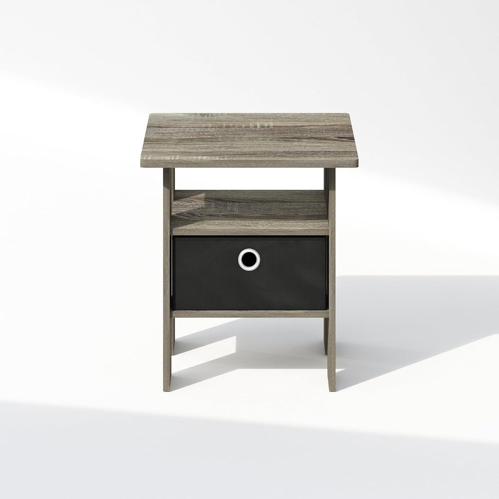 TIDUR 3-Tier Night Stand, Nightstand with Storage Bin, French Oak