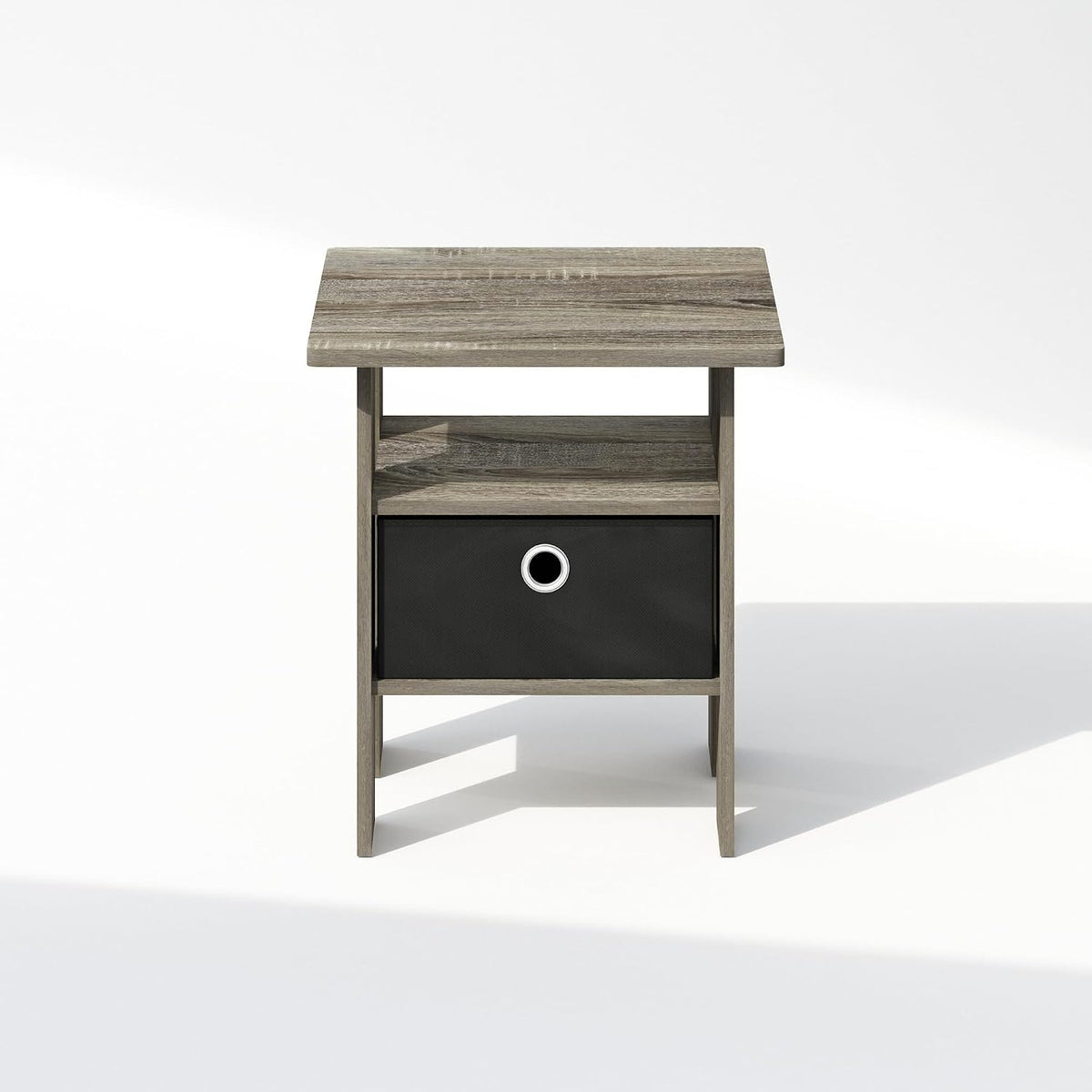 TIDUR 3-Tier Night Stand, Nightstand with Storage Bin, French Oak