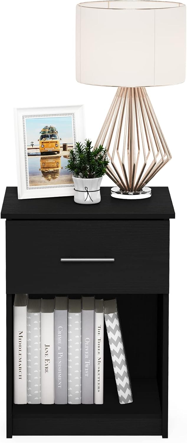 TIDUR Night Stand, Nightstand with Drawer, Dark Americano