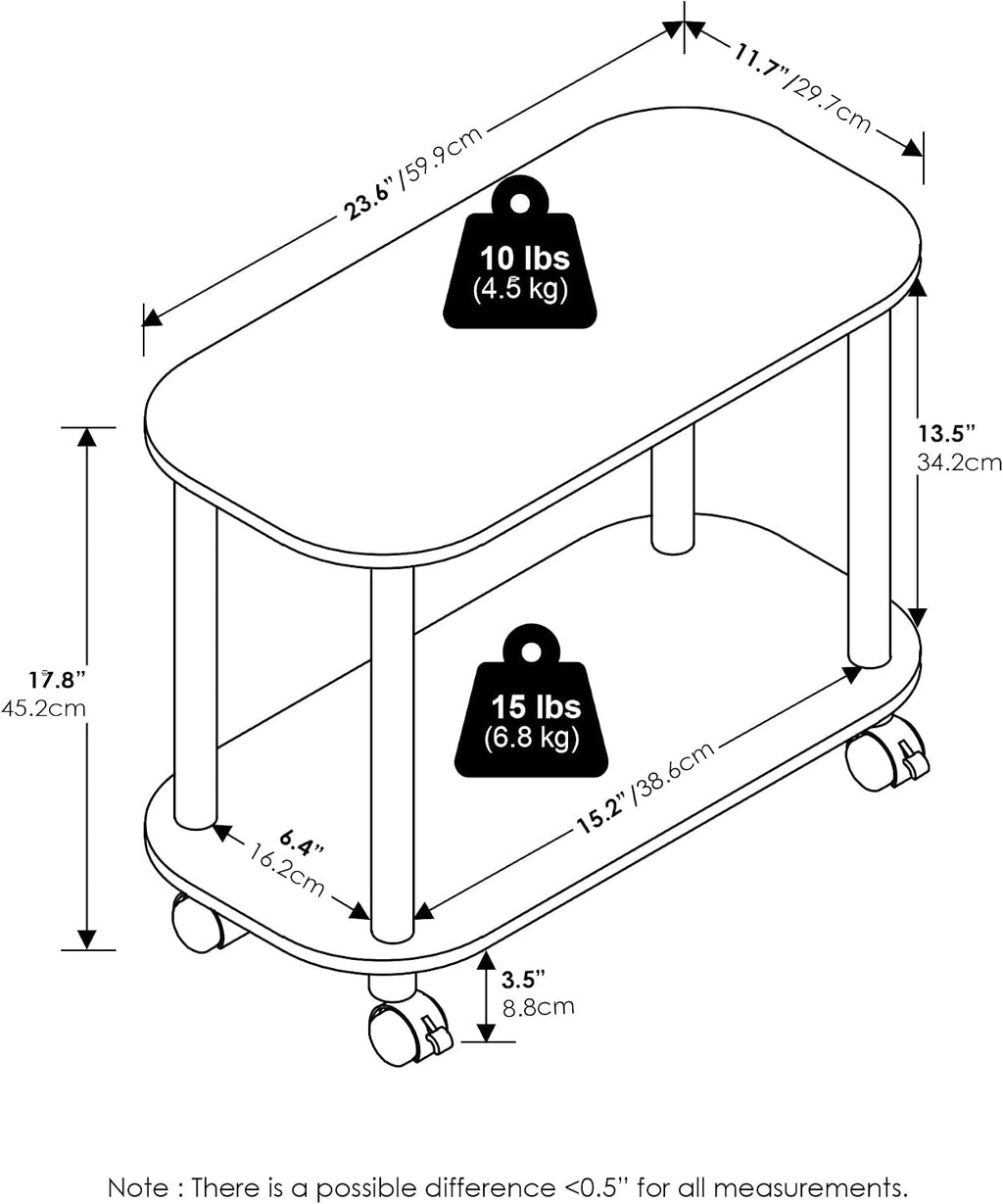 Turn-N-Tube Toolless 2-Tier Oval Book Cart, White