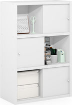 Cubicle 6-Cube Book Shelf with Sliding Doors, White