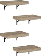 Tanna Floating Shelves for Wall Set of 4, 15-Inch Wall Shelf, Wall Mounted Shelf, for Bathroom, Home Office, Living Room, Natural