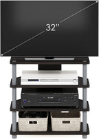Turn-N-Tube Easy Assembly 4-Tier Petite Entertainment Center / TV Stand / TV Unit / TV Desk, Espresso/Grey