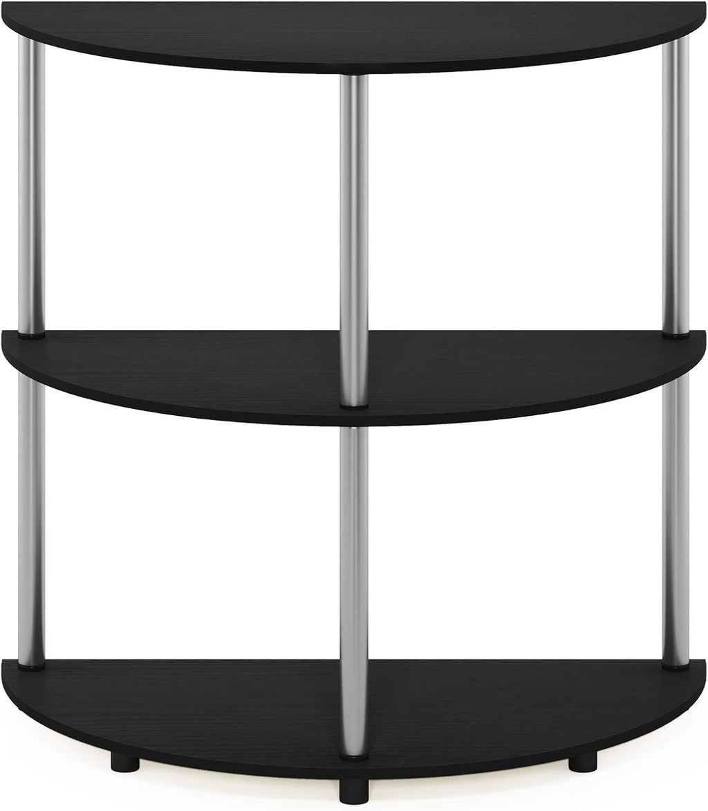 Frans Turn-N Half Round Console Table with Stainless Steel Tubes, Black Oak 15.6D x 31.1W x 30.8H in