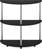 Frans Turn-N Half Round Console Table with Stainless Steel Tubes, Black Oak 15.6D x 31.1W x 30.8H in