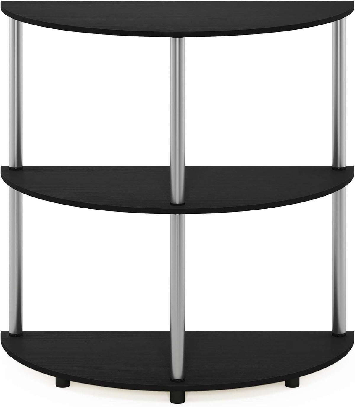 Frans Turn-N Half Round Console Table with Stainless Steel Tubes, Black Oak 15.6D x 31.1W x 30.8H in
