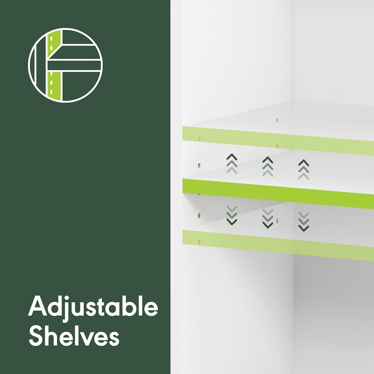 Jaya 5-Tier Book Shelf with Adjustable Shelves, Plain White