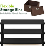 FRANS Toolless 3-Tier Coffee Table with Open Shelf, Black Oak