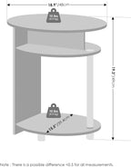 TIDUR Night Stand, 3-Tier Oval Nightstand with Round Edge Tabletop, Open Shelf Bedside Table, End Table, Side Table, for Bedroom, Closet, Dorm, Walnut