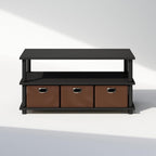 Turn-N-Tube Shoe Rack, 3-Tier Compact Shoe Organizer, Toolless Shoe Storage with Bin Drawers and Open Shelves, 15.5 x 31.2 x 15.4, for Closet Entryway, Office, Garage, Black Oak