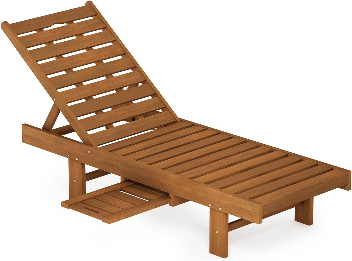 Tioman Slatted Hardwood Outdoor Sun Lounger, Light Wood