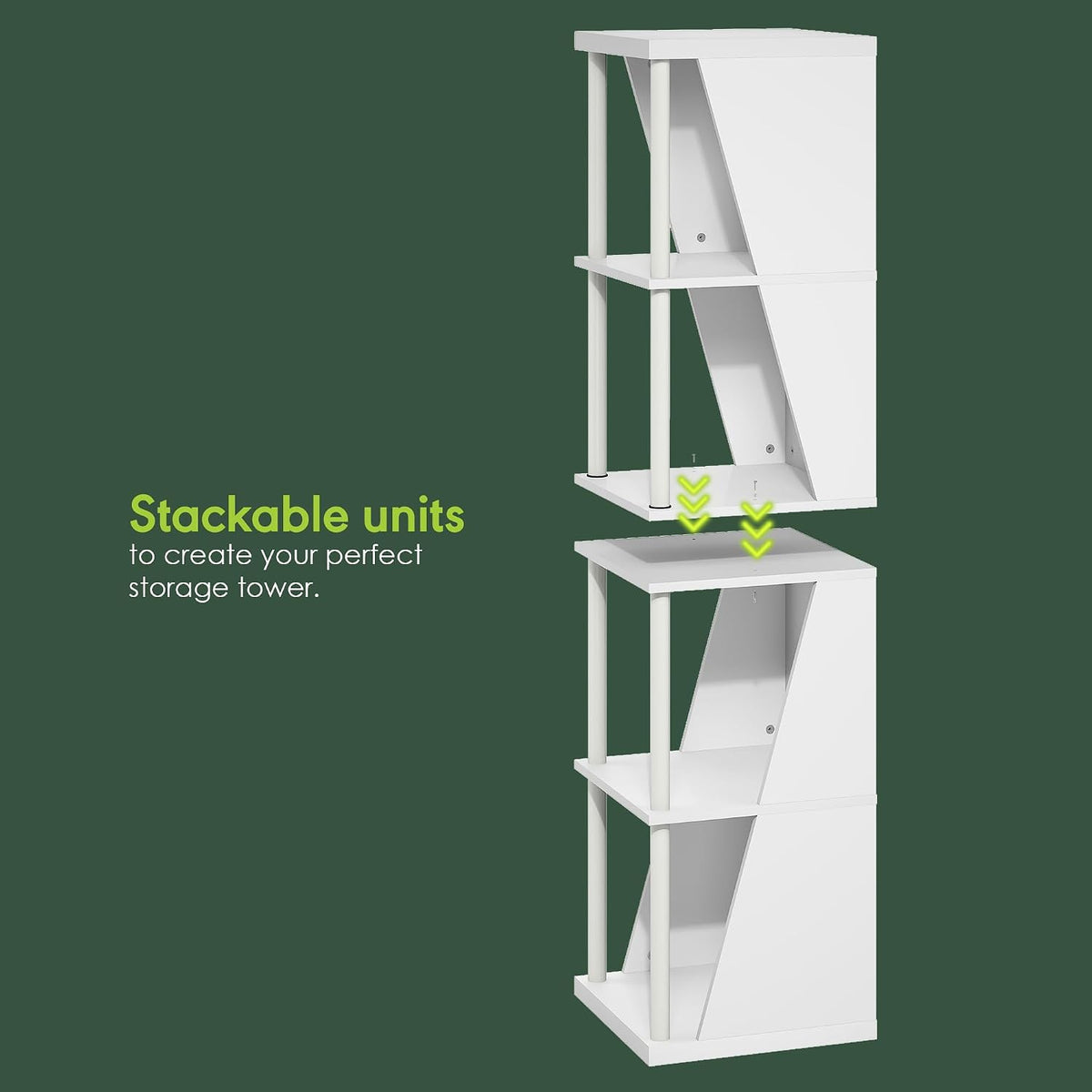 Flexi Book Shelf, 4-Cube Bookshelf, Standing Bookcase, White