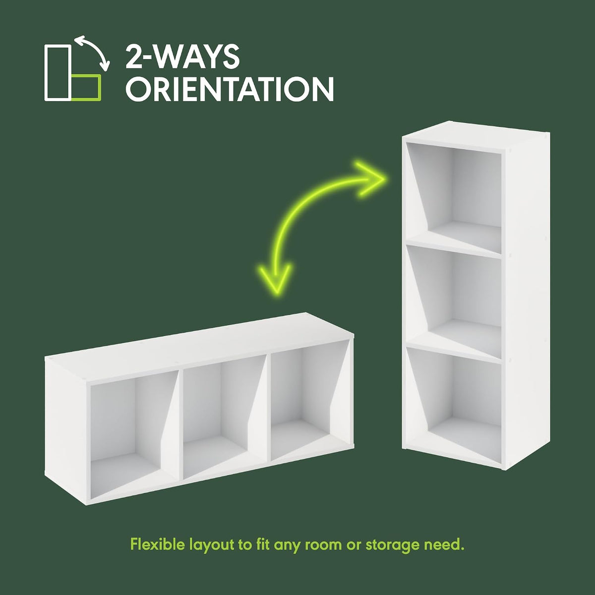 Set of 2 Book Shelf, 3-Cube, White