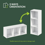 LUDER Set of 2 Book Shelf, 3-Cube, White/Light Blue