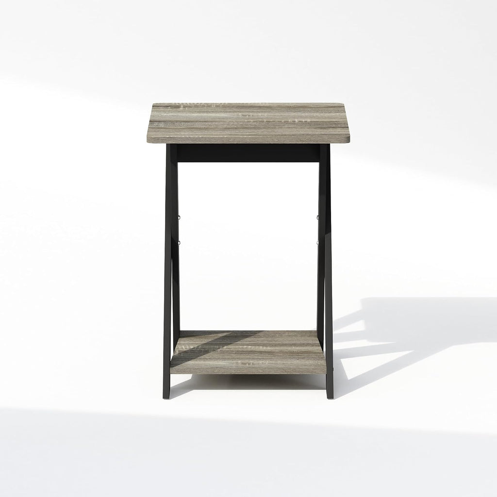 TIDUR 2-Tier Oval Night Stand with Open Shelf, French Oak