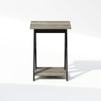 TIDUR 2-Tier Oval Night Stand with Open Shelf, French Oak
