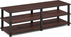 TURN-S-TUBE Shoe Rack, 3-Tier Wide Shoe Organizer, Open Shelf Rectangular Shoe Storage Rack, 11.6 x 47.2 x 15.4, Toolless Assembly, for Closet Entryway, Office, Garage, Dark Cherry