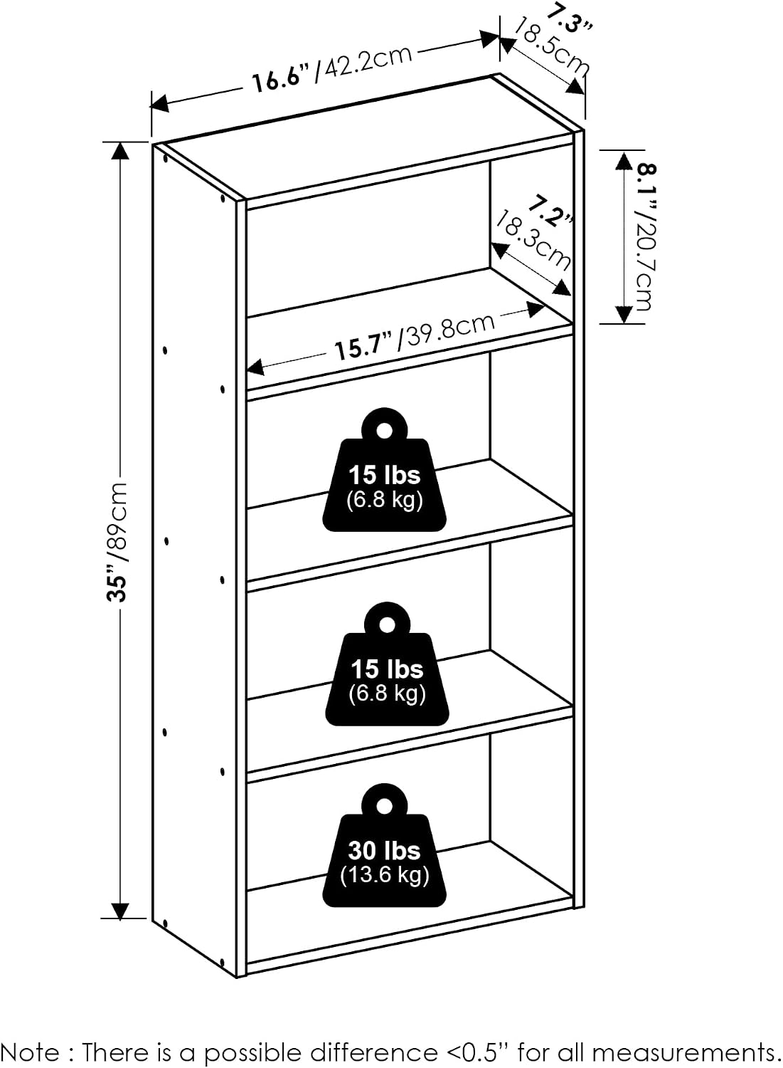 Basic DVD Shelf, 4-Tier CD Rack, Media Shelf, White